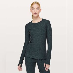 NWOT Lululemon Cypress Kiss Long Sleeve Heathered Green Jasper / Black Size 6